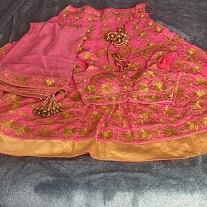 Elegant Pink and Gold Lehenga